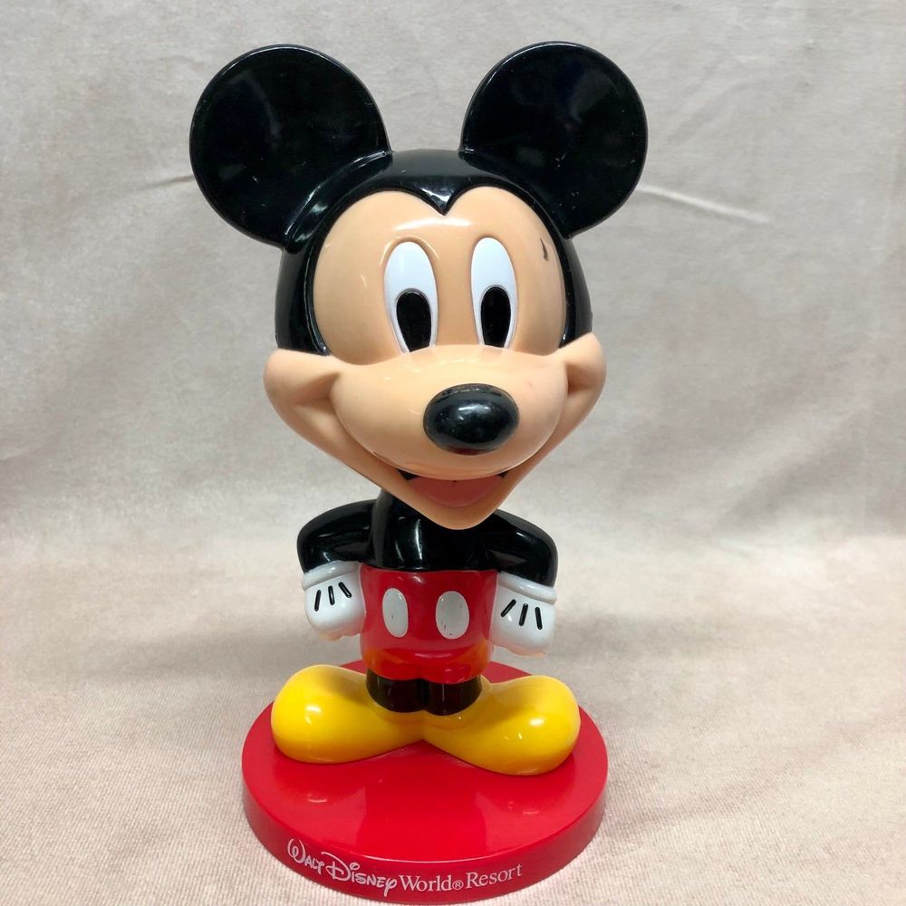 Vintage Walt Disney World Resort Mickey Mouse Bobble Head Plastic 8” Souvenir